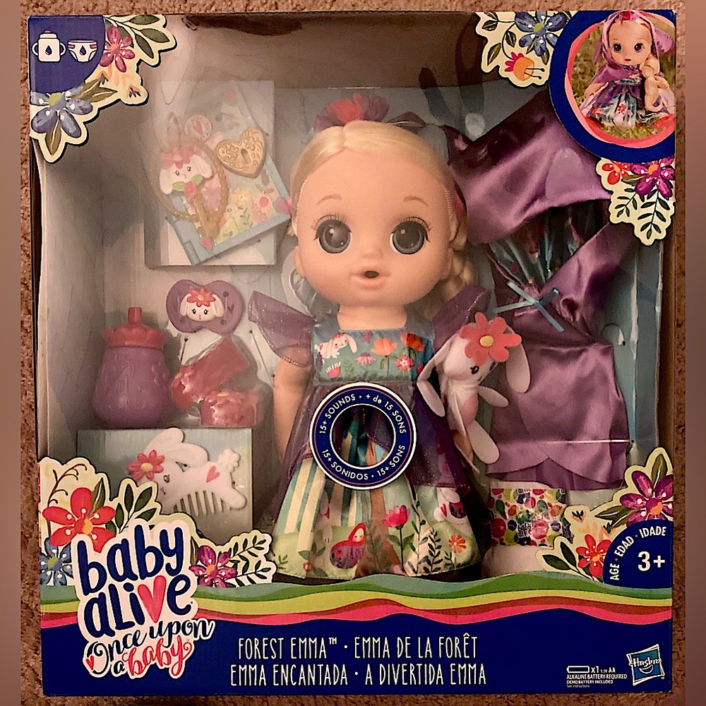 Once Upon a Baby Forest Emma - Baby Alive Doll - blonde, 15+ sounds - New In Box